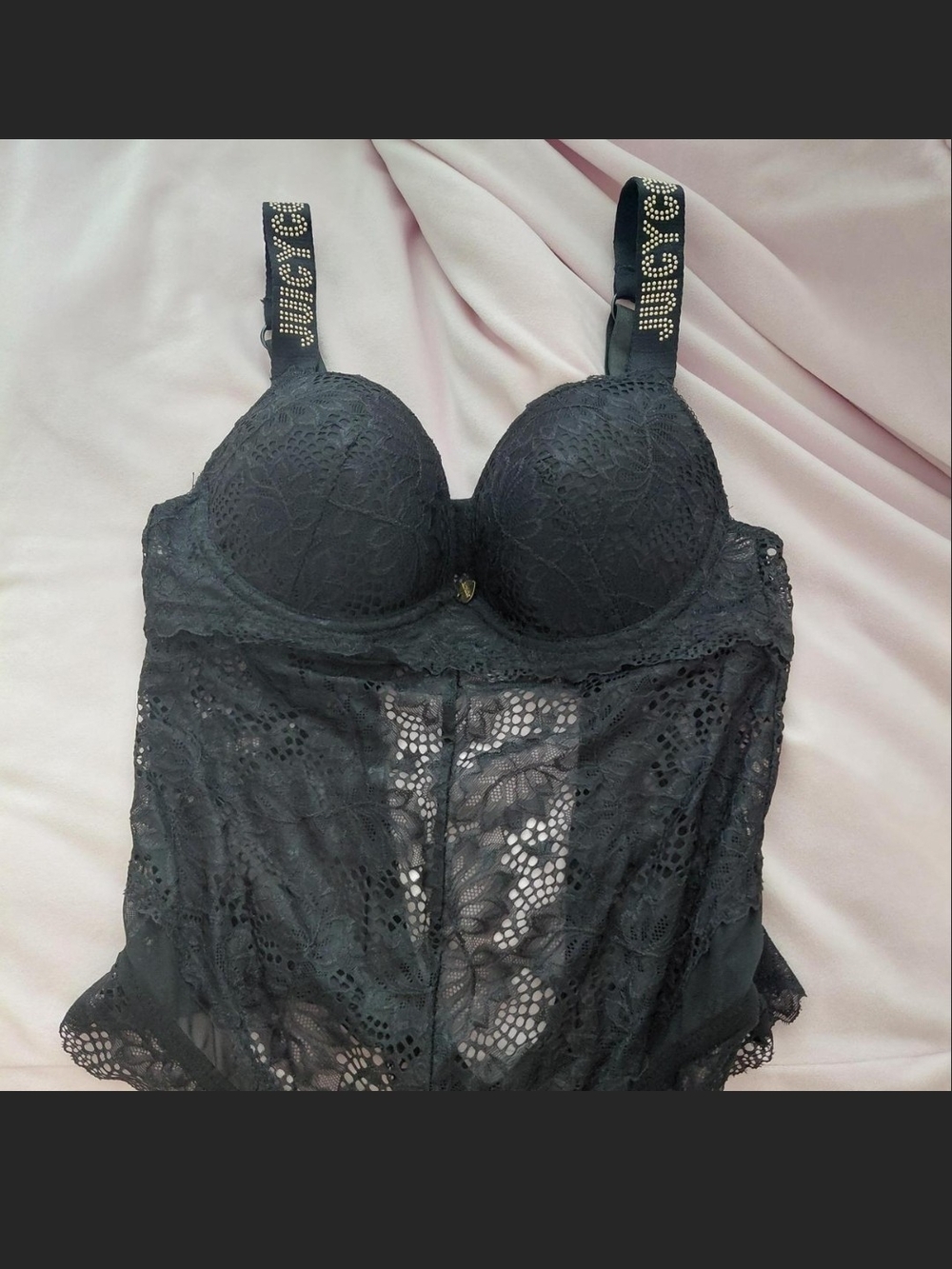 Juicy Couture Black Lace Longline Bustier Chemise